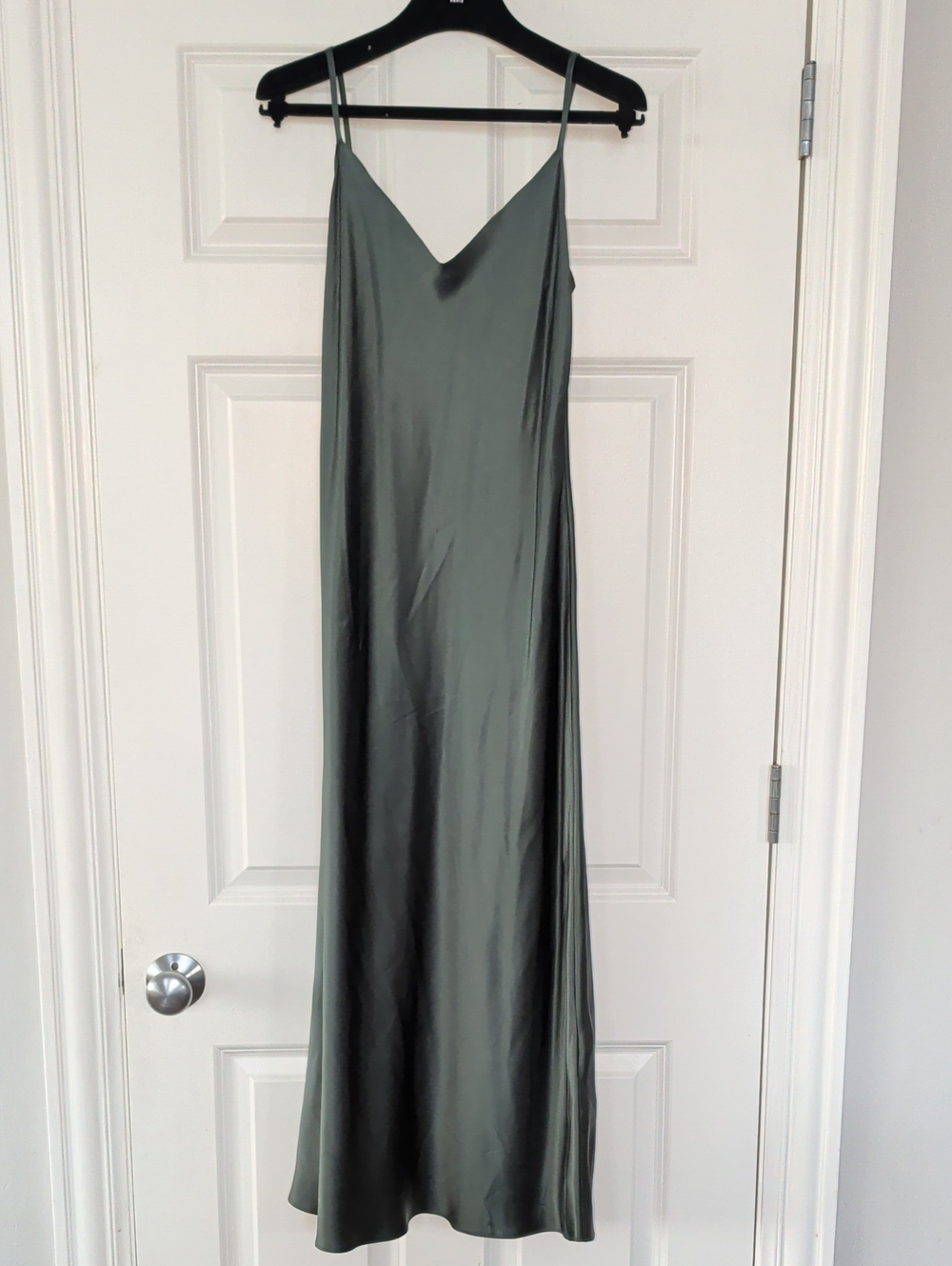 Sablyn: NWT Satin Slip Dress in Christmas Tree Green